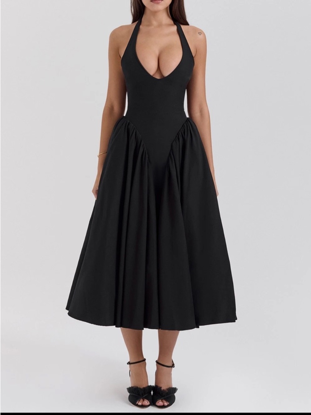 House of CB Marilyn Black Halter Midi Dress
